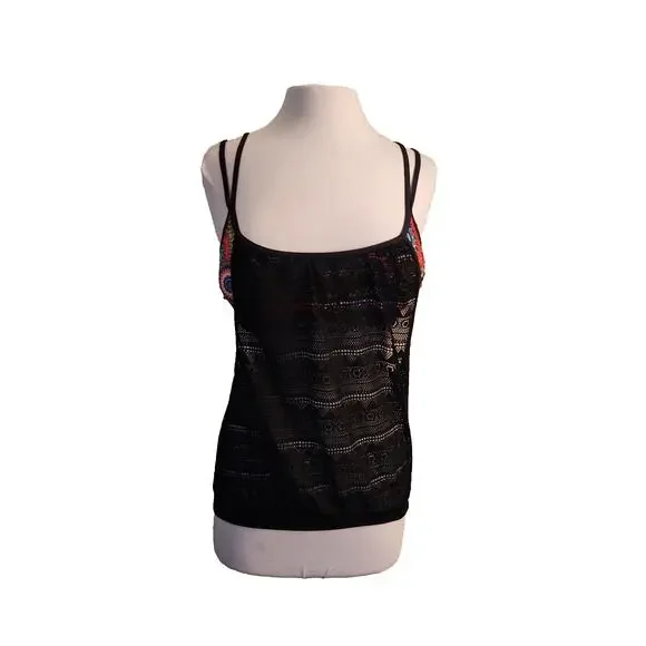 Two Piece Tankini Swimsuit with Mesh Overlay NWOT Size Large - Picture 3 of 12